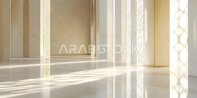  الفن الهندسي المعماري لمسجد عربي عريق، مفهوم العبادة والتقرب إلى الله تعالى، التصاميم والديكورات الداخلية الأنيقة للمساجد، النقوش والزخارف للاعمدة والاقواس على الطراز الاسلامي