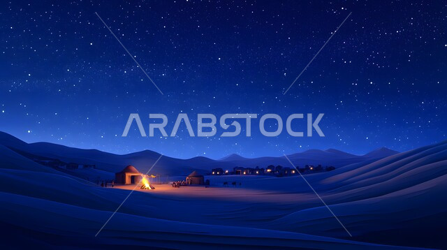 أجواء التخييم الشبابية الممتعه، الطبيعة والرمال الذهبية الناعمة، منظر السماء المرصعة بالنجوم ليلا، أجواء ليلية هادئة أمام شعلة الحطب في الصحراء، أماكن المغامرات والكشتات البرية، مخيمات سياحية في صحاري المملكة العربية السعودية