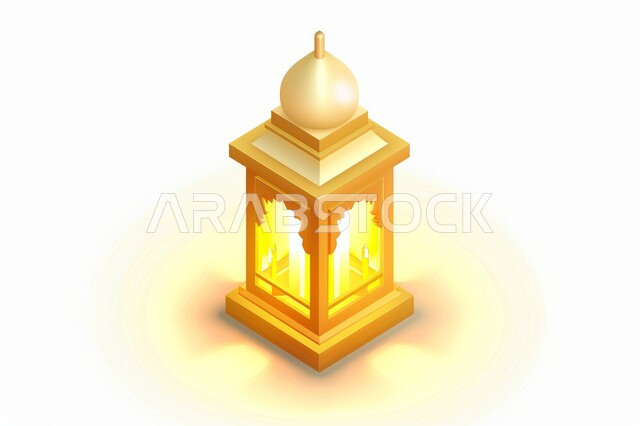 رسوم توضيحية لفانوس عربي مزخرف مضيء، تحف واكسسوارات متميزة، ديكورات الأجواء الرمضانية الروحانية، فوانيس تقليدية للاحتفال بقدوم شهر الخير, المناسبات والأعياد الدينية الإسلامية، مفهوم العبادة والتقرب الى الله 