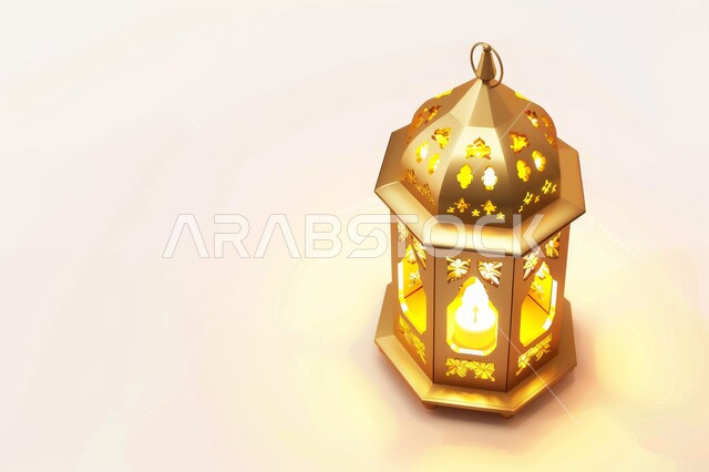 رسوم توضيحية لفانوس عربي مزخرف مضيء، تحف واكسسوارات متميزة، ديكورات الأجواء الرمضانية الروحانية، فوانيس تقليدية للاحتفال بقدوم شهر الخير, المناسبات والأعياد الدينية الإسلامية، مفهوم العبادة والتقرب الى الله 