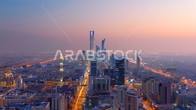 منظر تخيلي مستقبلي للتقدم والنمو العمراني, المباني والمنشآت التجارية الشاهقة في المملكة العربية السعودية, رؤية مستقبلية سعودية2030, الفن الهندسي المعماري للأبراج وناطحات السحاب, بناء مستقبل وحضاري ومتطور