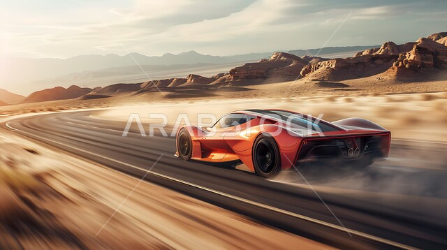 مغامرات السفاري على الكثبان الرملية، أنشطة صحراوية ممتعة، مغامرة شيقة على الرمال الذهبية الناعمة في صحاري المملكة العربية السعودية، قيادة سيارة رياضية باللون الاحمر وسط الصحراء، الاستمتاع بممارسة الهوايات