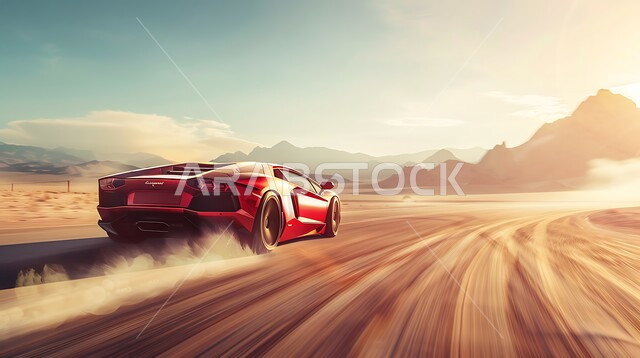 مغامرات السفاري على الكثبان الرملية، أنشطة صحراوية ممتعة، مغامرة شيقة على الرمال الذهبية الناعمة في صحاري المملكة العربية السعودية، قيادة سيارة رياضية باللون الاحمر وسط الصحراء، الاستمتاع بممارسة الهوايات