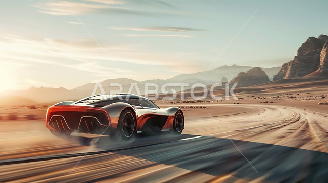 مغامرات السفاري على الكثبان الرملية، أنشطة صحراوية ممتعة، مغامرة شيقة على الرمال الذهبية الناعمة في صحاري المملكة العربية السعودية، قيادة سيارة رياضية باللون الاحمر وسط الصحراء، الاستمتاع بممارسة الهوايات