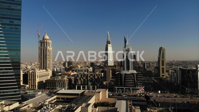 outdoor top view in the morning, Riyadh towers, Kingdom tower, Riyadh ...