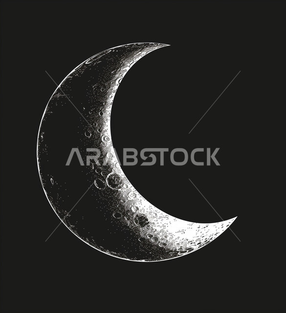 الاستمتاع بالمناظر الطبيعية المتميزة، قدوم شهر رمضان المبارك، تصاميم توضيحية ثلاثية الأبعاد للهلال المضيء في السماء ليلا، خلفيات دينية اسلامية