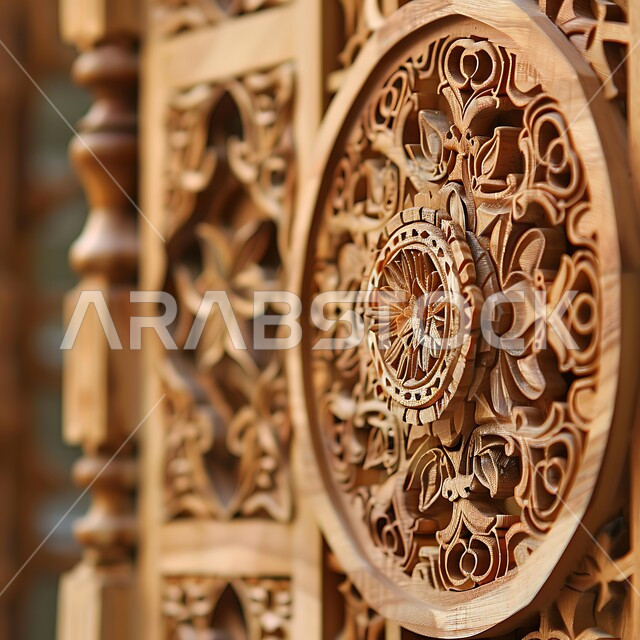 المنحوتات والزخارف النباتية المتميزة على القطع الخشبية, مهن وحرف يدوية تقليدية, التصاميم و النقوش العربية الاسلامية, ابراز الفنون التقليدية الثقافية في المملكة العربية السعودية