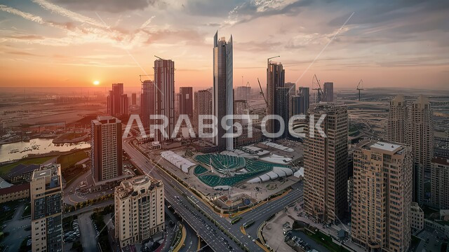 بناء مستقبل وحضاري ومتطور, المباني والمنشآت التجارية الشاهقة في المملكة العربية السعودية, رؤية مستقبلية سعودية2030, الفن الهندسي المعماري للأبراج وناطحات السحاب, منظر تخيلي مستقبلي للتقدم والنمو العمراني