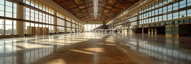 Luxurious and elegant interior decorations in modern style, engineering and architectural art in the Kingdom of Saudi Arabia, spacious and modern interior design for the Riyadh Conference Center, designs for business events and conferences