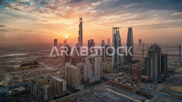 بناء مستقبل وحضاري ومتطور, المباني والمنشآت التجارية الشاهقة في المملكة العربية السعودية, رؤية مستقبلية سعودية2030, الفن الهندسي المعماري للأبراج وناطحات السحاب, منظر تخيلي مستقبلي للتقدم والنمو العمراني