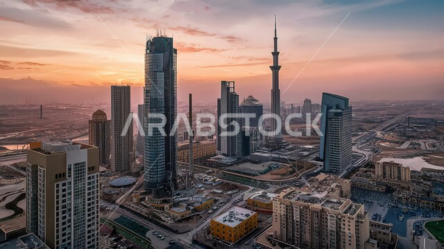 بناء مستقبل وحضاري ومتطور, المباني والمنشآت التجارية الشاهقة في المملكة العربية السعودية, رؤية مستقبلية سعودية2030, الفن الهندسي المعماري للأبراج وناطحات السحاب, منظر تخيلي مستقبلي للتقدم والنمو العمراني