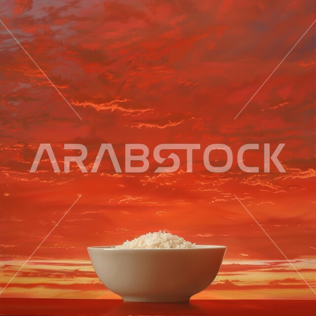 خلفية السماء والغيوم وقت غروب الشمس, وعاء من أرز الكبسة الابيض المسلوق، وصفات أطعمة سعودية صحية لذيذة، فنون الضيافة في المطاعم الشرقية, طبق من أرز البرياني المطبوخ، الأطعمة والأطباق التقليدية العربية