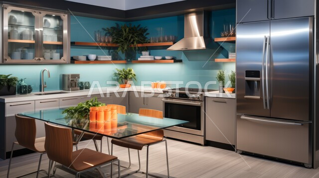 استخدام الطراز الفني الأنيق في الآثاث المنزلي، الديكورات العصرية للمطابخ العربية الفاخرة، تصاميم داخلية متميزة للفلل والشقق السكنية في المملكة العربية السعودية