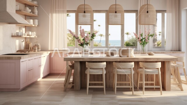 استخدام الطراز الفني الأنيق في الآثاث المنزلي، الديكورات العصرية للمطابخ العربية الفاخرة، تصاميم داخلية متميزة للفلل والشقق السكنية في المملكة العربية السعودية