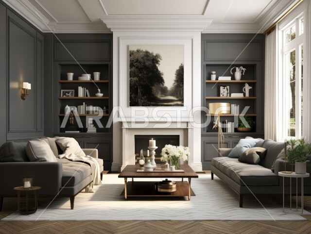 ديكورات داخليه باللون الابيض و الاسود، غرفة معيشة بتصاميم عصرية حديثه، غرفة جلوس و أثاث منزلي راقي،   تصاميم عصرية فاخرة، شقق وفلل سكنية, فنادق ومنتجعات فاخره، ديكور داخلي