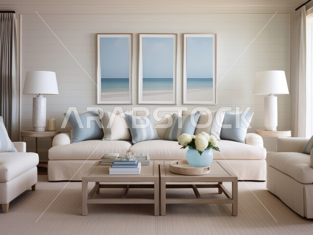 ديكورات داخليه باللون الازرق والابيض، غرفة معيشة بتصاميم عصرية حديثه، غرفة جلوس و أثاث منزلي راقي،   تصاميم عصرية فاخرة، شقق وفلل سكنية, فنادق ومنتجعات فاخره، ديكور داخلي