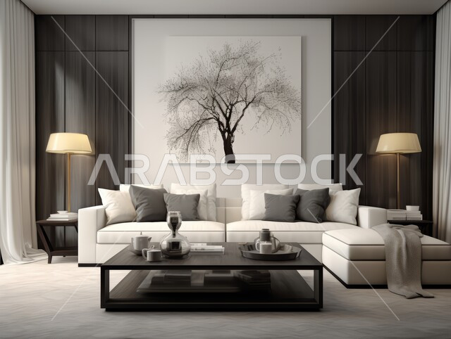 غرفة معيشة بتصاميم عصرية حديثه، غرفة جلوس و أثاث منزلي راقي، ديكورات داخليه باللون،  تصاميم عصرية فاخرة، شقق وفلل سكنية, فنادق ومنتجعات فاخره، ديكور داخلي