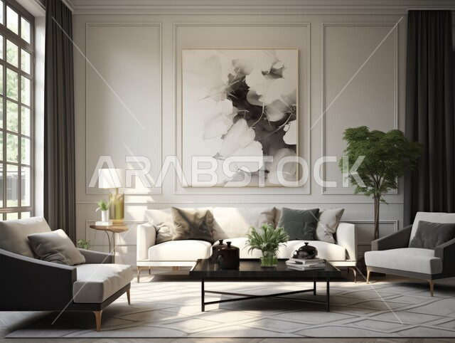 غرفة معيشة بتصاميم عصرية حديثه، غرفة جلوس و أثاث منزلي راقي، ديكورات داخليه باللون،  تصاميم عصرية فاخرة، شقق وفلل سكنية, فنادق ومنتجعات فاخره، ديكور داخلي