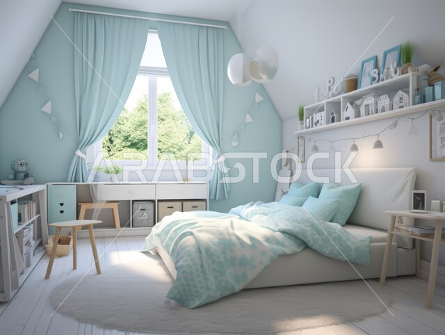 التصميم الداخلي للمنازل والبيوت باللون الابيض والازرق، أثاث واكسسوارات منزلية داخلية أنيقة، غرفة نوم بتصاميم عصرية حديثة, شقق وفلل سكنية فاخرة، فنادق ومنتجعات بديكورات راقية في المملكة العربية السعودية