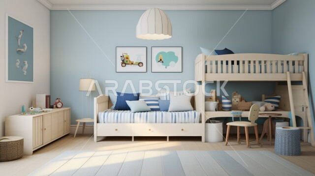 التصميم الداخلي للمنازل والبيوت باللون الابيض والازرق، أثاث واكسسوارات منزلية داخلية أنيقة، غرفة نوم بتصاميم عصرية حديثة, شقق وفلل سكنية فاخرة، فنادق ومنتجعات بديكورات راقية في المملكة العربية السعودية