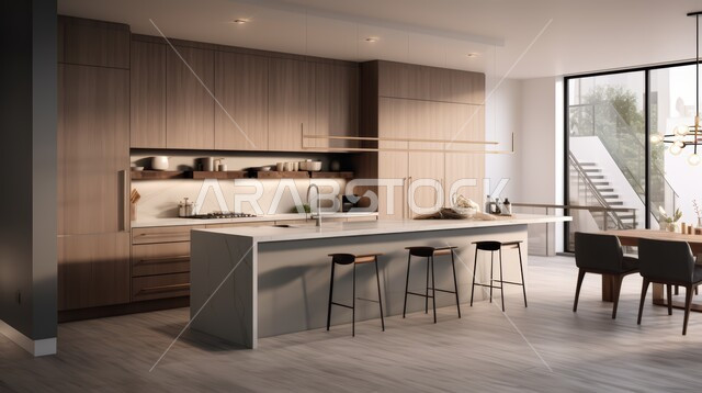 الديكورات العصرية للمطابخ العربية الفاخرة في المملكة العربية السعودية، تصاميم وديكورات داخلية، تصميم هندسي معماري حديث، شقق سكنية بتصاميم عصرية