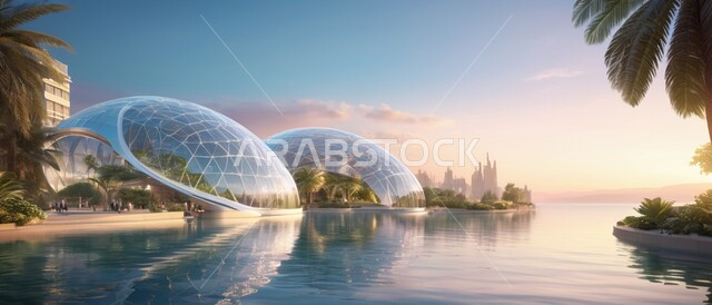 الفن الهندسي المعماري للأبراج وناطحات السحاب، بناء مدن ذكية ومستقبل حضاري ومتطور، منظر تخيلي مستقبلي للتقدم و النمو العمراني، المباني والمنشآت التجارية الشاهقة في المملكة العربية السعودية، رؤية سعودية مستقبلية 2030