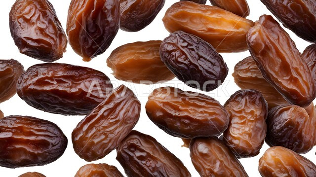  النباتات والمحاصيل الزراعية المحلية، تمور من نخيل المملكة العربية السعودية، منتح وطني محلي، ضيافة رمضانية تقليدية، وجبة ذات قيمة غذائية عالية، صورة مقربة لطبق من حبات التمر الصحي