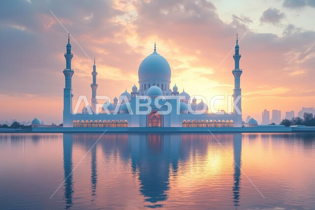 العبادة والطاعة والتقرب الى الله, الفن الهندسي المعماري لبناء المساجد في المملكة العربية السعودية، مسجد في وسط الاشجار والأماكن الطبيعية، القبب والمآذن المبنية على الطراز العريق، التصاميم والديكورات الاسلامية، خلفية الطبيعة