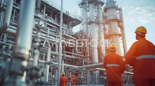 متابعة سير الاعمال في المصانع، مفهوم إنتاجية الغاز في السعودية، صناعات المعادن والكيميائيات، الكابلات الفولاذية وخطوط الأنابيب، العمل في مجال الصناعات والمشاريع البيتروكيماوية، مجموعة من المهندسين العرب الخليجيين السعوديين يعملون في مصنع تكرير النفط والغاز