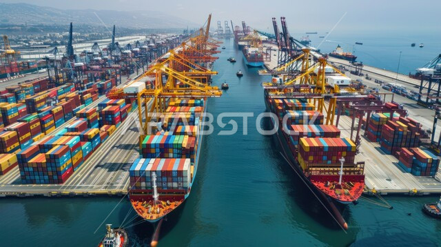 Trading of goods and local products via ships at sea, transporting and receiving storage containers via the maritime economy, exporting and importing goods in Saudi Arabia through the use of modern advanced means, ports for shipping goods and commercial containers