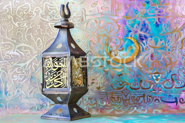 Traditional accessories to celebrate the coming of the holy month of Ramadan, Ramadan atmosphere and spirituality, Close-up of decorative metal Arabic lanterns, Islamic religious holiday and occasion decorations and lights, distinctive ornamental background