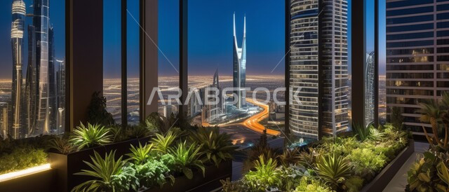 رؤية سعودية مستقبلية 2030، منظر تخيلي مستقبلي للتقدم و النمو العمراني, المباني والمنشآت التجارية الشاهقة في المملكة العربية السعودية, الفن الهندسي المعماري للأبراج وناطحات السحاب, بناء مستقبل حضاري ومتطور, أماكن ومعالم سياحية مشهورة