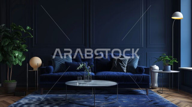 ديكورات داخليه أنيقة، غرفة معيشة بتصاميم عصرية حديثه، غرف جلوس و أثاث منزلي راقي، تصاميم عصرية فاخرة، شقق وفلل سكنية باللون الأزرق, فنادق ومنتجعات فاخره في المملكة العربية السعودية