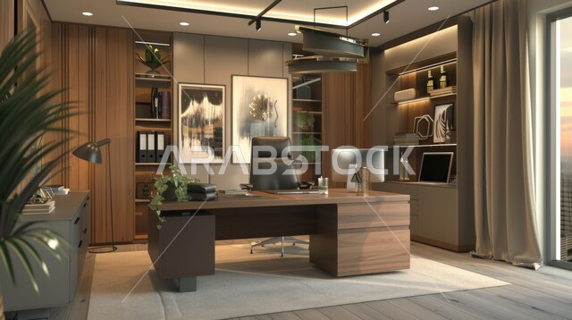 تصاميم داخلية وديكورات راقية على الطراز الحديث, تجهيزات مكتبية حديثة بأثاث أنيق ومريح، تصميم عصري لمكاتب شركات المملكة العربية السعودية, الاهتمام بنبات الزينة المنزلية الخضراء