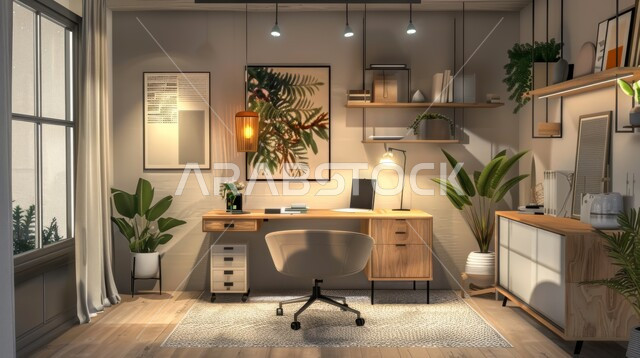 تصاميم داخلية وديكورات راقية على الطراز الحديث, تجهيزات مكتبية حديثة بأثاث أنيق ومريح، تصميم عصري لمكاتب شركات المملكة العربية السعودية, الاهتمام بنبات الزينة المنزلية الخضراء