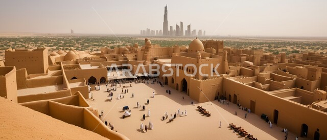 مساجد وقبب طينية قديمة، الآثار التاريخية والبيوت الطينية في الأحياء السكنية, القرى والمدن القديمة في المملكة العربية السعودية, الهندسة الفنية المعمارية على الطراز التقليدي, أشجار النخيل المحيطة بالمناطق الخليجية التراثية 