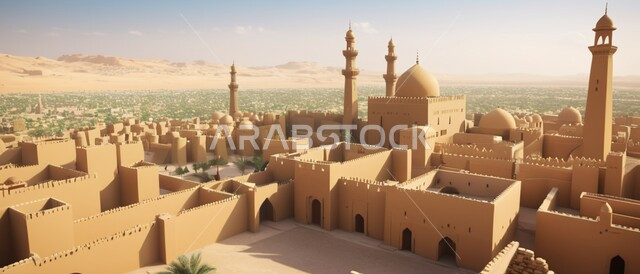 مساجد وقبب طينية قديمة، الآثار التاريخية والبيوت الطينية في الأحياء السكنية, القرى والمدن القديمة في المملكة العربية السعودية, الهندسة الفنية المعمارية على الطراز التقليدي, أشجار النخيل المحيطة بالمناطق الخليجية التراثية 