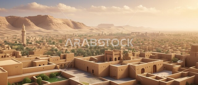 مساجد وقبب طينية قديمة، الآثار التاريخية والبيوت الطينية في الأحياء السكنية, القرى والمدن القديمة في المملكة العربية السعودية, الهندسة الفنية المعمارية على الطراز التقليدي, أشجار النخيل المحيطة بالمناطق الخليجية التراثية 