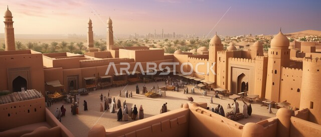 مساجد وقبب طينية قديمة، الآثار التاريخية والبيوت الطينية في الأحياء السكنية, القرى والمدن القديمة في المملكة العربية السعودية, الهندسة الفنية المعمارية على الطراز التقليدي, أشجار النخيل المحيطة بالمناطق الخليجية التراثية 