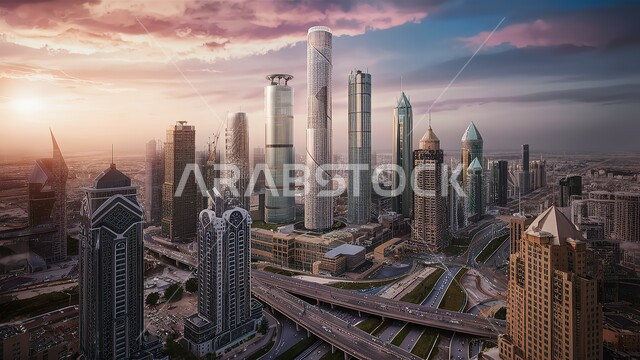 أماكن ومعالم سياحية مشهورة، منظر تخيلي مستقبلي للتقدم و النمو العمراني, المباني والمنشآت التجارية الشاهقة في المملكة العربية السعودية, رؤية سعودية مستقبلية 2030, الفن الهندسي المعماري للأبراج وناطحات السحاب, بناء مستقبل حضاري ومتطور