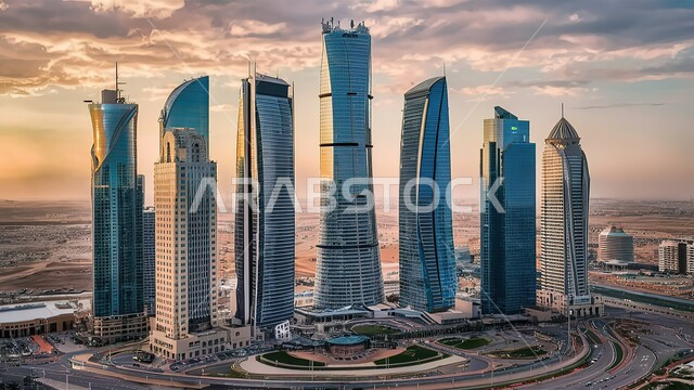 مفهوم التطور و التقدم العمراني, رؤية مستقبلية سعودية 2030, منظر تخيلي للأبراج وناطحات السحاب، الفن الهندسي المعماري في البناء على الطراز الحديث، المعالم السياحية المشهورة في بالمملكة العربية السعودية
