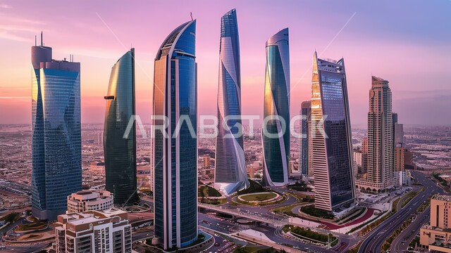مفهوم التطور و التقدم العمراني, رؤية مستقبلية سعودية 2030, منظر تخيلي للأبراج وناطحات السحاب، الفن الهندسي المعماري في البناء على الطراز الحديث، المعالم السياحية المشهورة في بالمملكة العربية السعودية