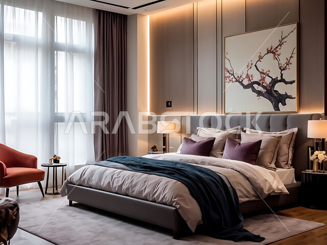 الفن الهندسي المعماري والتصميم الداخلي للمنازل والبيوت، أثاث واكسسوارات منزلية داخلية أنيقة، غرفة نوم بتصاميم عصرية حديثة, شقق وفلل سكنية فاخرة، فنادق ومنتجعات بديكورات راقية