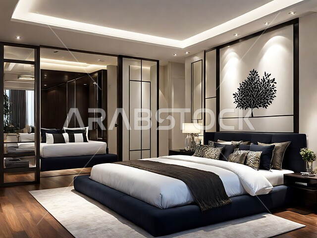 الفن الهندسي المعماري والتصميم الداخلي للمنازل والبيوت، أثاث واكسسوارات منزلية داخلية أنيقة، غرفة نوم بتصاميم عصرية حديثة, شقق وفلل سكنية فاخرة، فنادق ومنتجعات بديكورات راقية