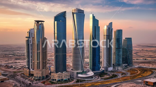 رؤية سعودية مستقبلية 2030، منظر تخيلي مستقبلي للتقدم و النمو العمراني, المباني والمنشآت التجارية الشاهقة في المملكة العربية السعودية, الفن الهندسي المعماري للأبراج وناطحات السحاب, بناء مستقبل حضاري ومتطور