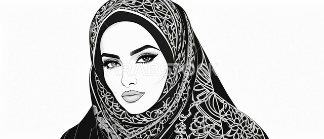 مفهوم الأناقة والأنوثة، الأزياء العصرية التقليدية، موديلات خليجية بتصاميم متنوعة، إمرأه عربية سعودية  ترتدي العباءة والحجاب تنظر الى الكاميرا بايماءات الجدية والثقة بالنفس، حجابات اسلامية راقية، الاهتمام بالمظهر الخارجي