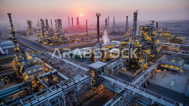 جودة معامل ومعدات إنتاج البترول, خطوط الأنابيب والكابلات الفولاذية، المنشآت الصناعية الضخمة، المشاريع البتروكيماوية المساهمة في نهضة الاقتصاد الوطني السعودي، مصانع النفط في المملكة، صناعات المعادن والكيميائيات, أبراج الأضاءة تنير الشوارع والطرقات في السعودية
