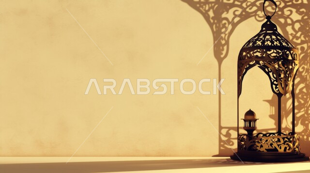 زينة وديكورات على الطراز العربي الاسلامي للاعياد والمناسبات الدينية، مفهوم العبادة والطاعة والتقرب الى الله، الفونيس العربية المزخرفة المضيئة، الاجواء الرمضانية الروحانية، السرور والبهجة بقدوم شهر الخير