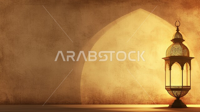 زينة وديكورات على الطراز العربي الاسلامي للاعياد والمناسبات الدينية، مفهوم العبادة والطاعة والتقرب الى الله، الفونيس العربية المزخرفة المضيئة، الاجواء الرمضانية الروحانية، السرور والبهجة بقدوم شهر الخير