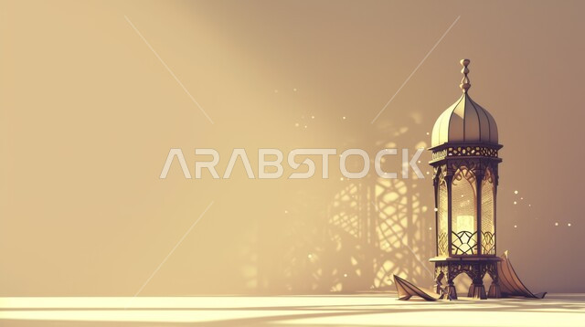 The concept of worship, obedience, and closeness to God, illuminated ornate Arabic fonts, the spiritual Ramadan atmosphere, happiness and joy at the arrival of the month of goodness, decorations and decorations in the Arab-Islamic style for holidays and religious occasions.